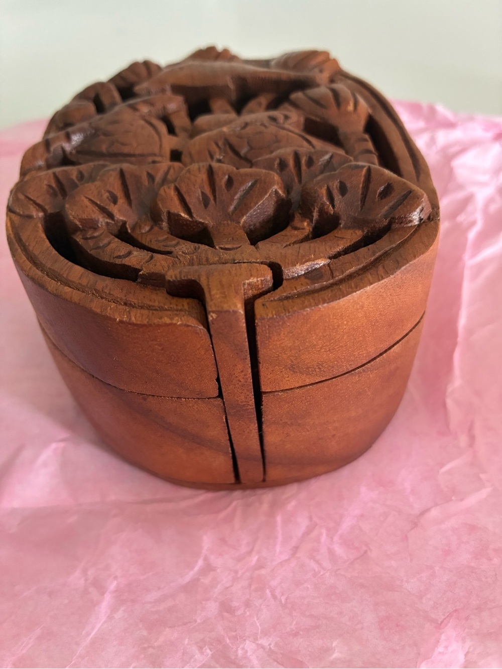 Hand-Carved Balinese Wood Keepsake Box – Turtles, Dolphins & Floral Design